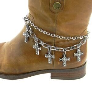 Rhinestone Cross Charm Boot Chain